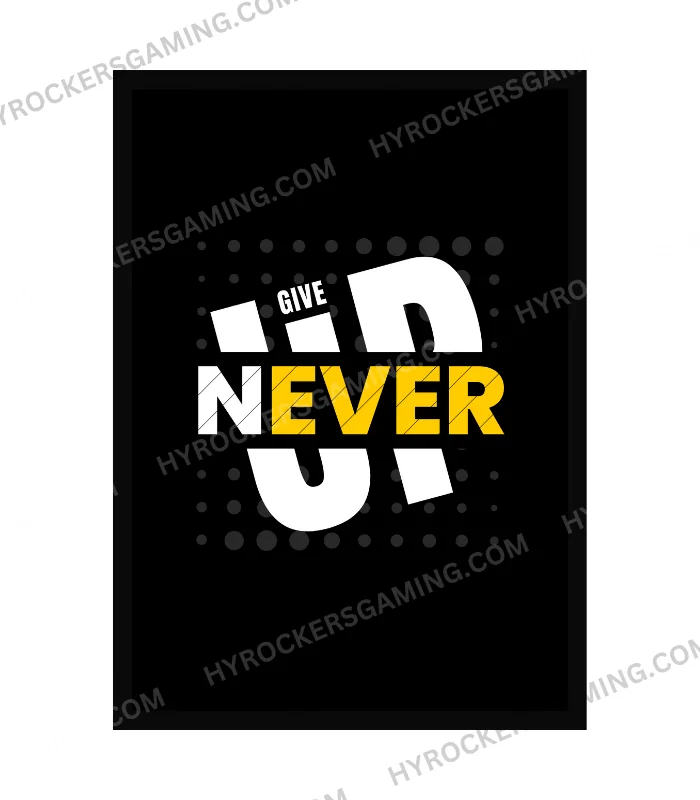 A4 Motivational Wall Frame – "Never Give Up" Inspirational Quote Art Print for Home, Office, Study or Gym Decor